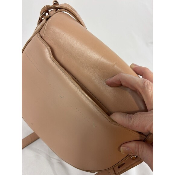 Alexander Wang Lia Leather Crossbody Shoulder Bag Peach Tan Nude Studded Bottom - Picture 13 of 16